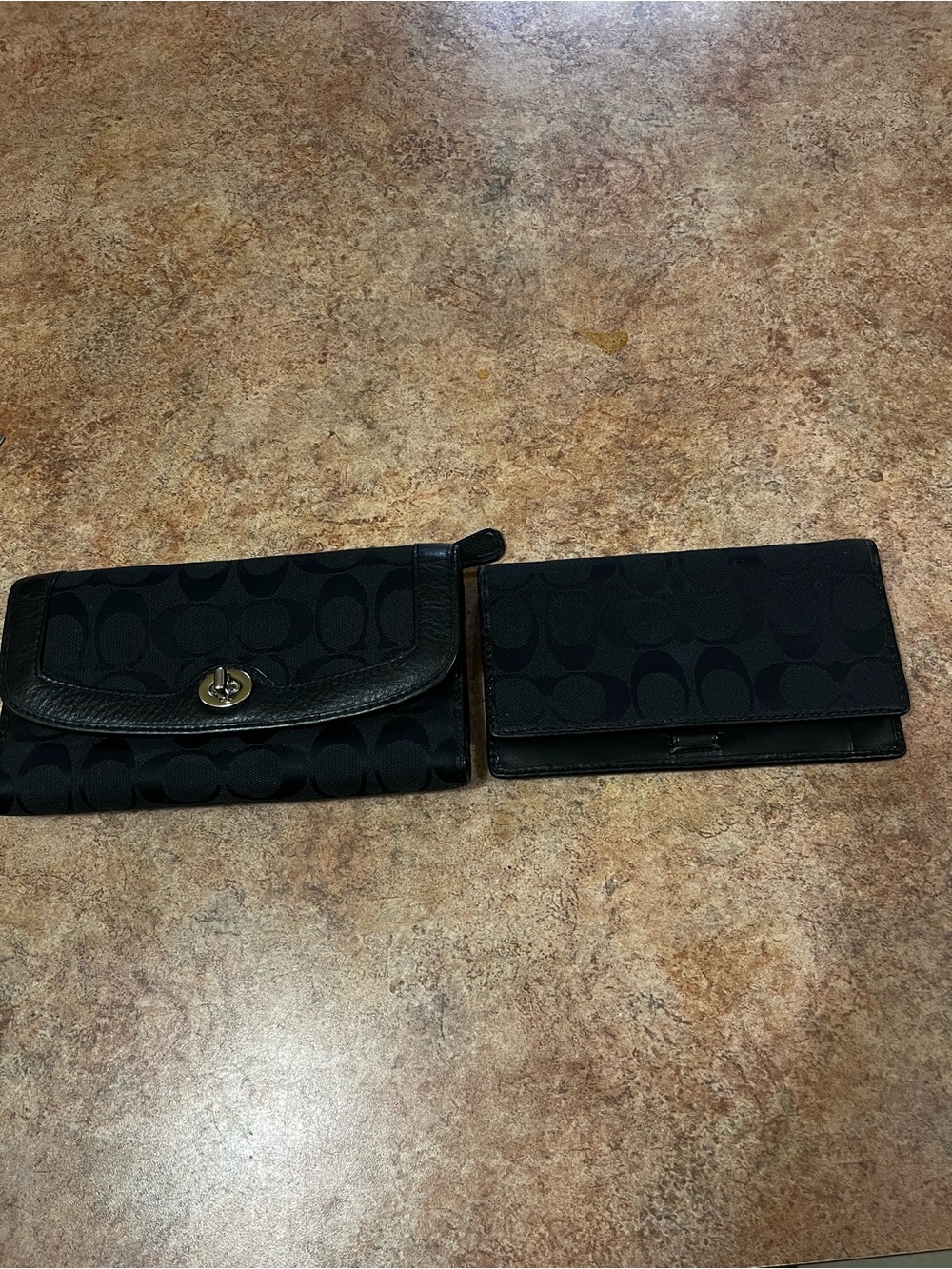 Coach Black Signature Canvas Wallet & Card Holder Set